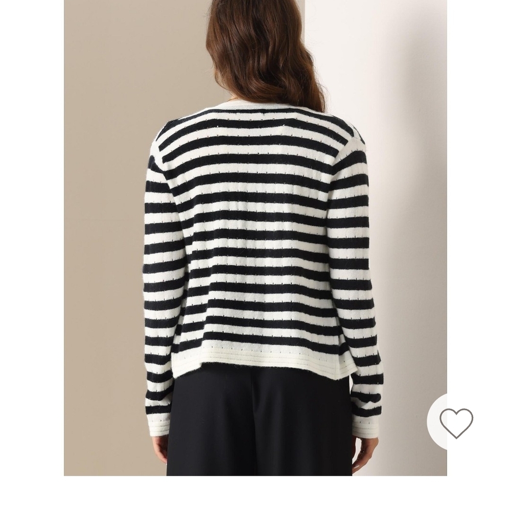 a new day Black and Cream Striped Button-Front Cardigan - Picture 3 of 6